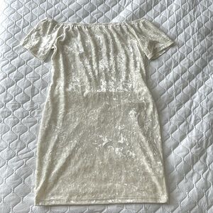 White Velvet Off shoulder mini dress